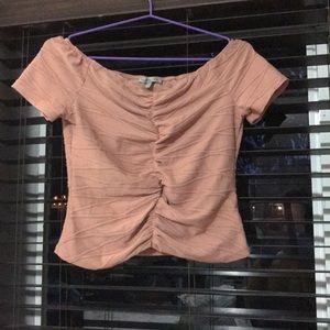 Off Shoulder Crop Top in Pink